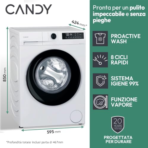 Detalle de Candy ProWash 300 Lavatrice Slim 7 Kg – Classe A-15%, 1200 Giri, Bianca