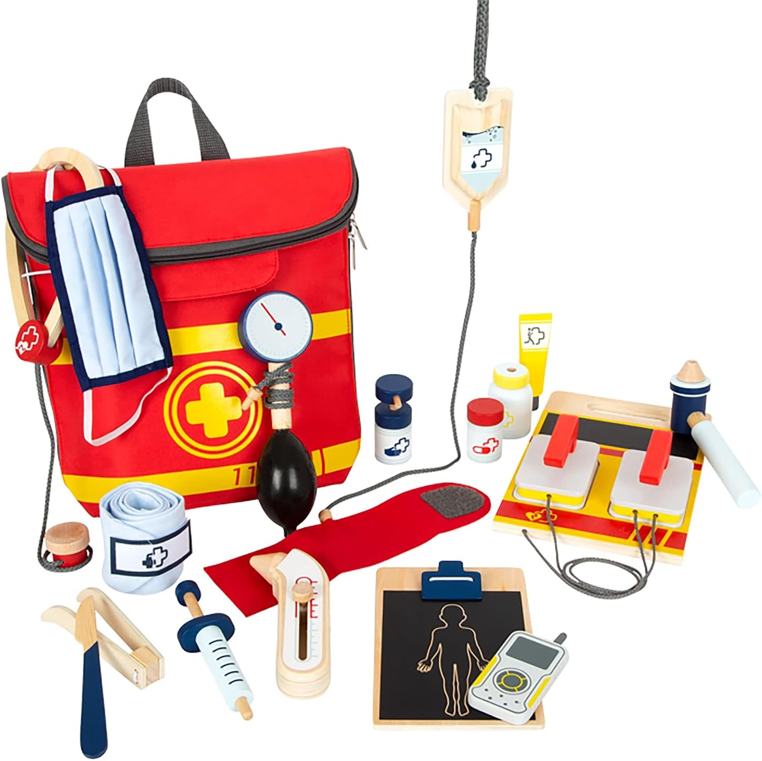 Detalle de Notarzt Rucksack mit umfangreichem Zubehör – Small Foot Spielset für Kinder ab 3 Jahren (11917)