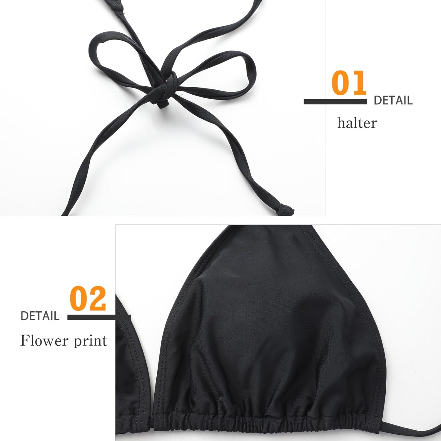 Thumbnail 4 de Genfien Damen Bikini-Set mit V-Ausschnitt & Triangel-Oberteil – Low-Waist mit Blumendruck