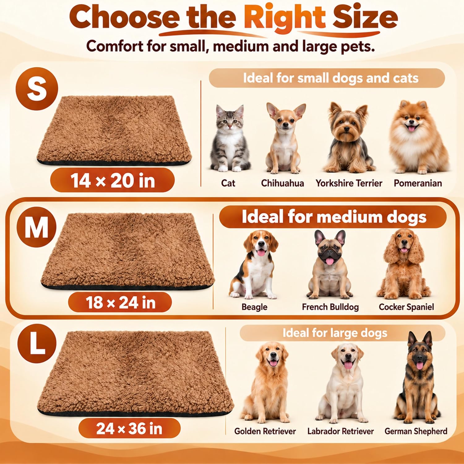 Detalle de PatiencET DZZL-GND Self-Warming Cat Bed, 18" x 24" Fleece Mat, Khaki