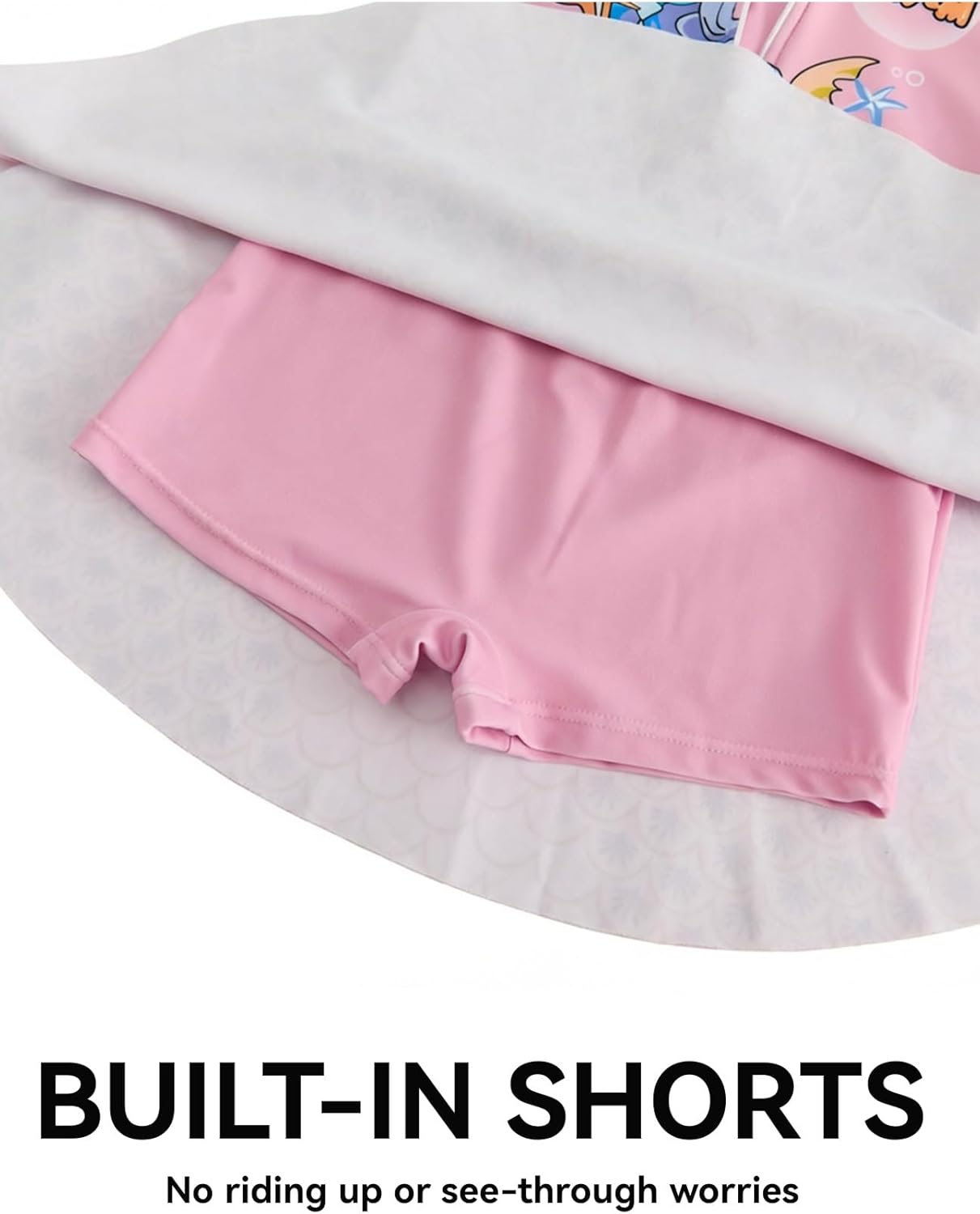 Thumbnail 1 de JiAmy Girls Swimsuit Skirted One Piece: Short Sleeve UV Guard with Built-in Briefs (3–12 Years)