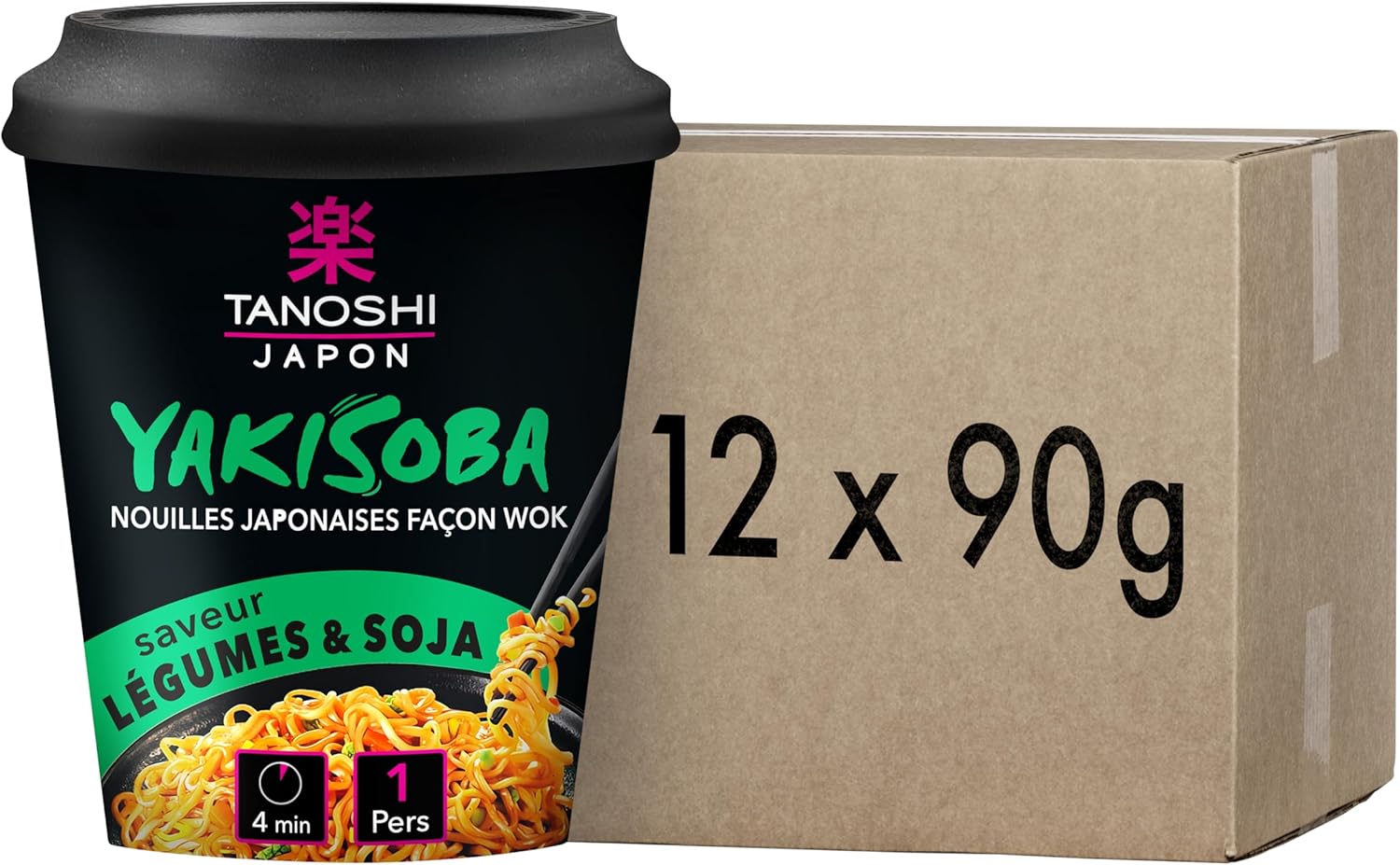 Thumbnail 6 de Tanoshi Cup Nouilles Sautées Yakisoba Japonaises Instantanées – Yakitori, sans glutamate ajouté ni huile de palme