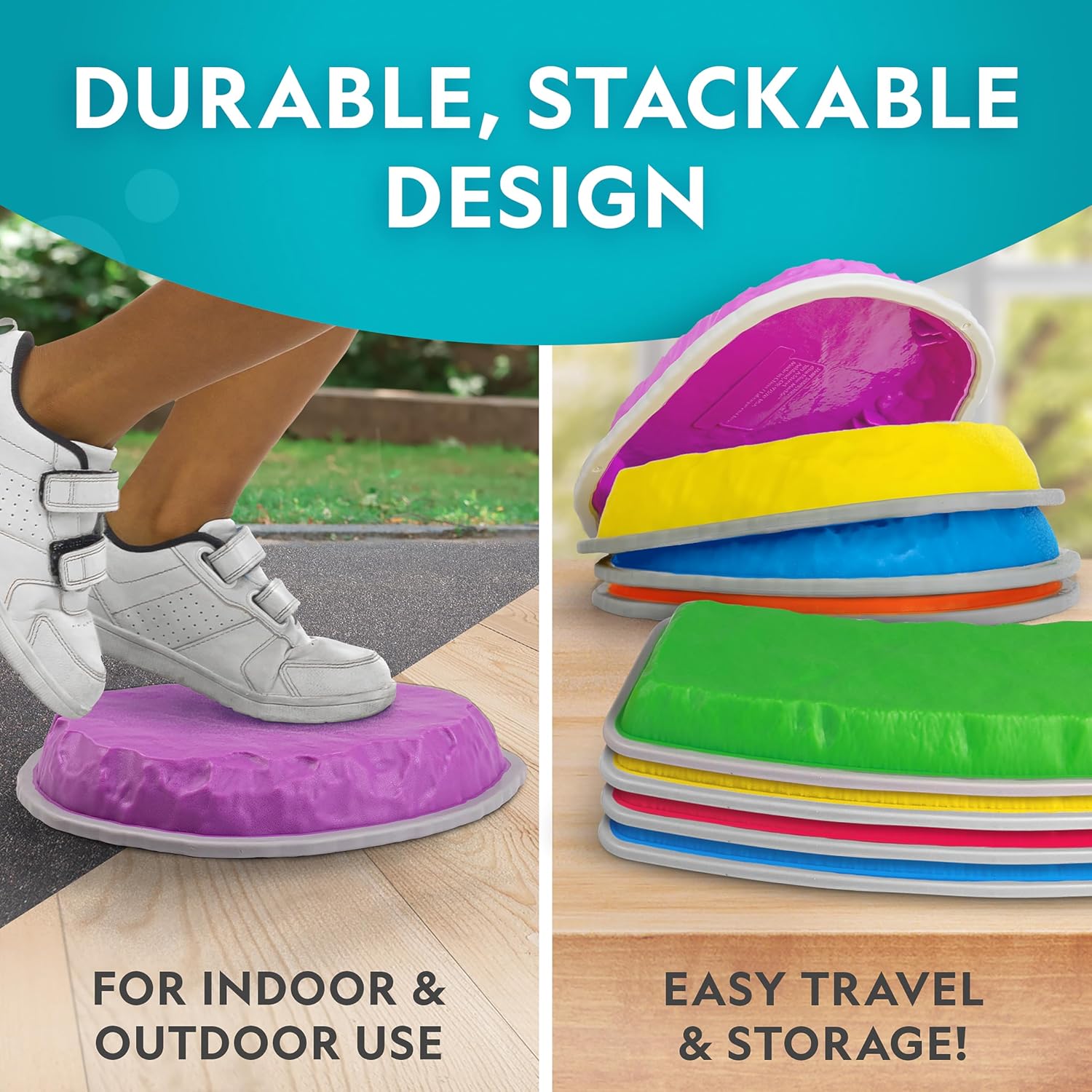 Detalle de National Geographic Kids Stepping Stones & Balance Beams – 12-Piece Obstacle Course for Ages 3+