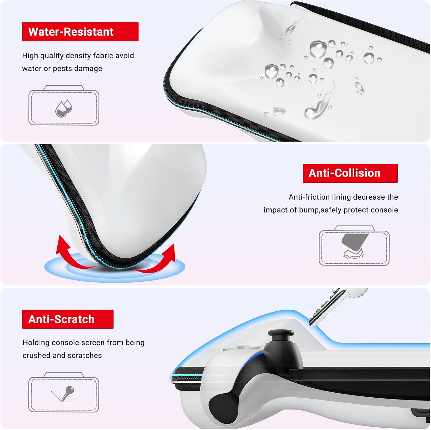 Detalle de iVoler: Custodia rigida con ricarica integrata per PlayStation Portal + 2 Pellicole in vetro temperato