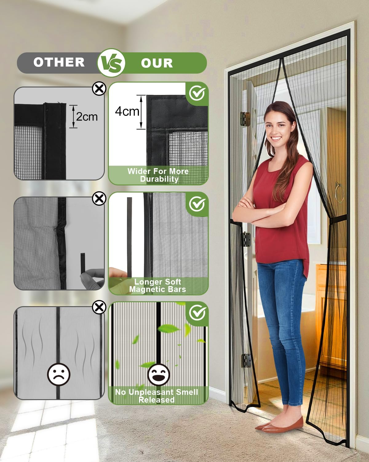 Thumbnail 1 de Auxmir Zanzariera Magnetica 100 x 230 cm: tenda anti insetti con chiusura automatica a calamite