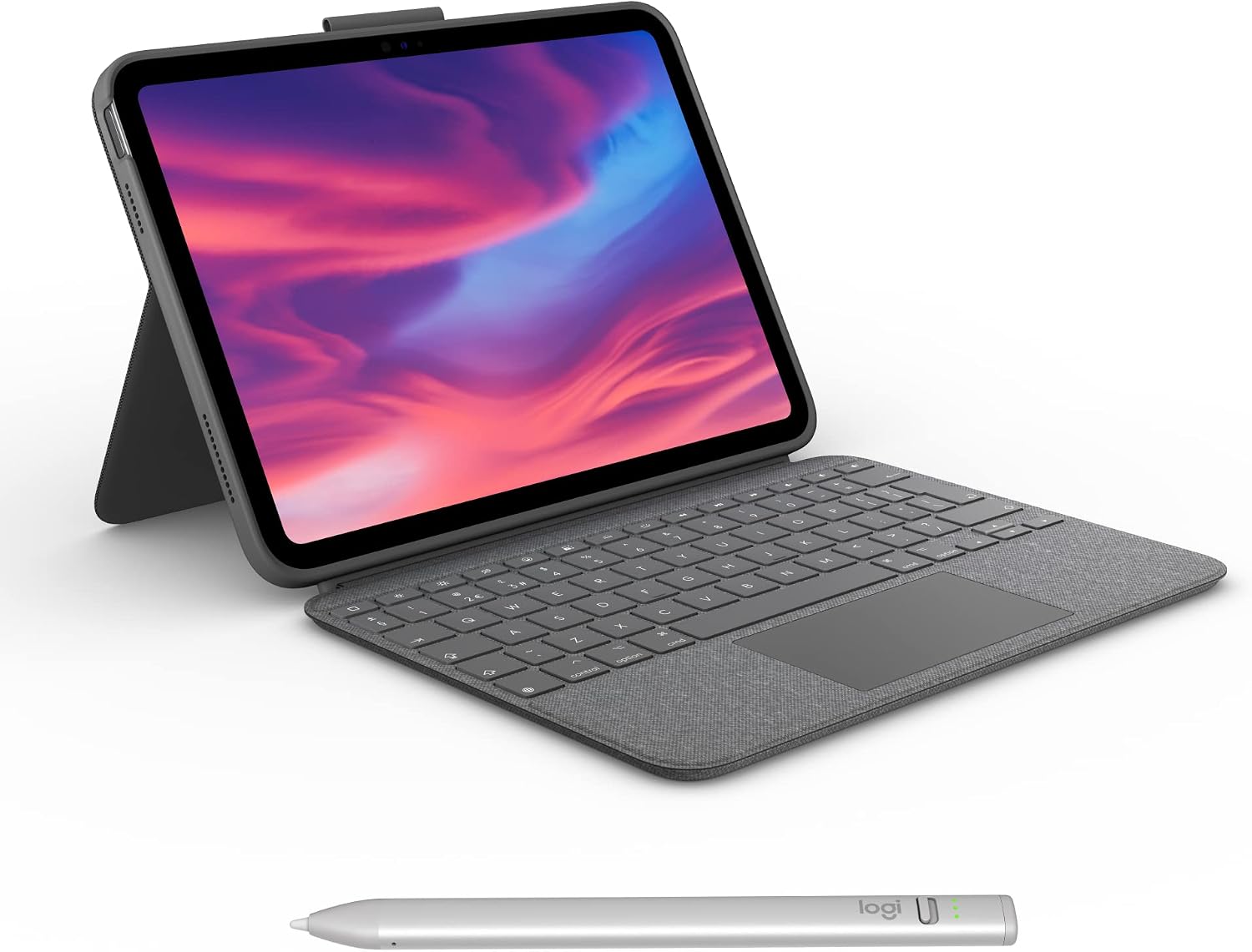 Detalle de Logitech Combo Touch Keyboard Case for iPad (10th gen & A16) with Detachable Keyboard and Crayon — UK Grey