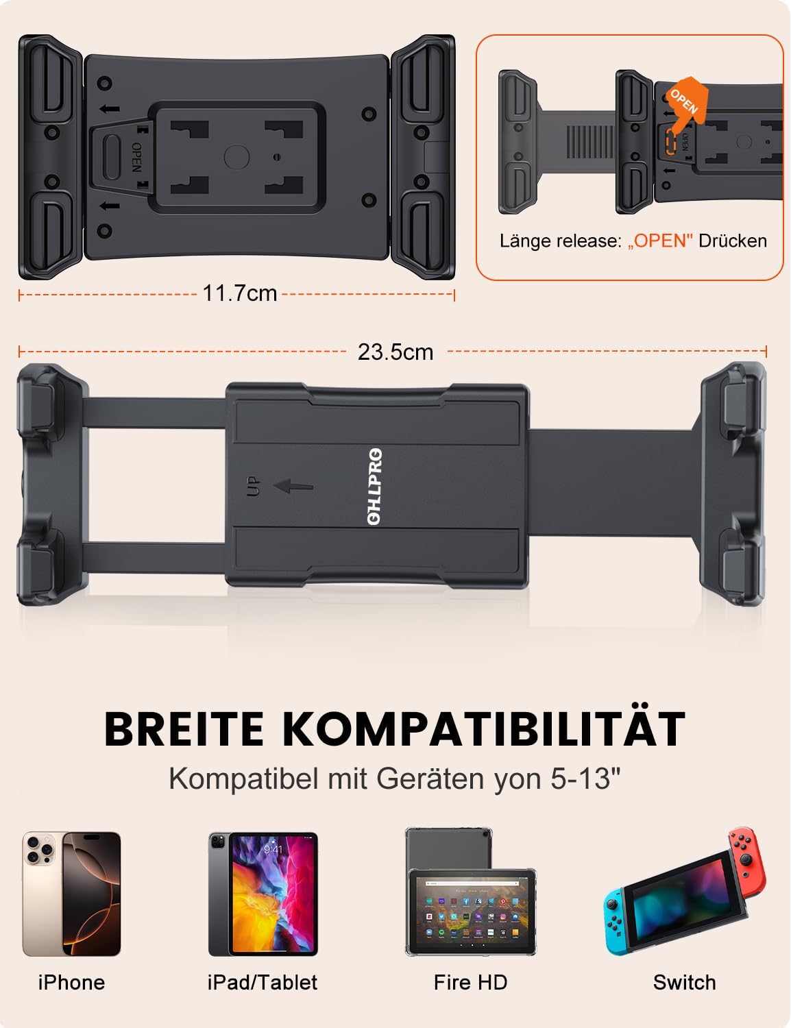Thumbnail 4 de OHLPRO Tablet Halterung Auto Kopfstütze 3-Stufig