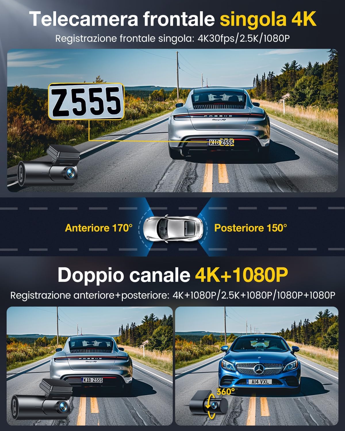 Detalle 2 de GKU D600Pro Dash Cam 4K con Wi‑Fi 5GHz