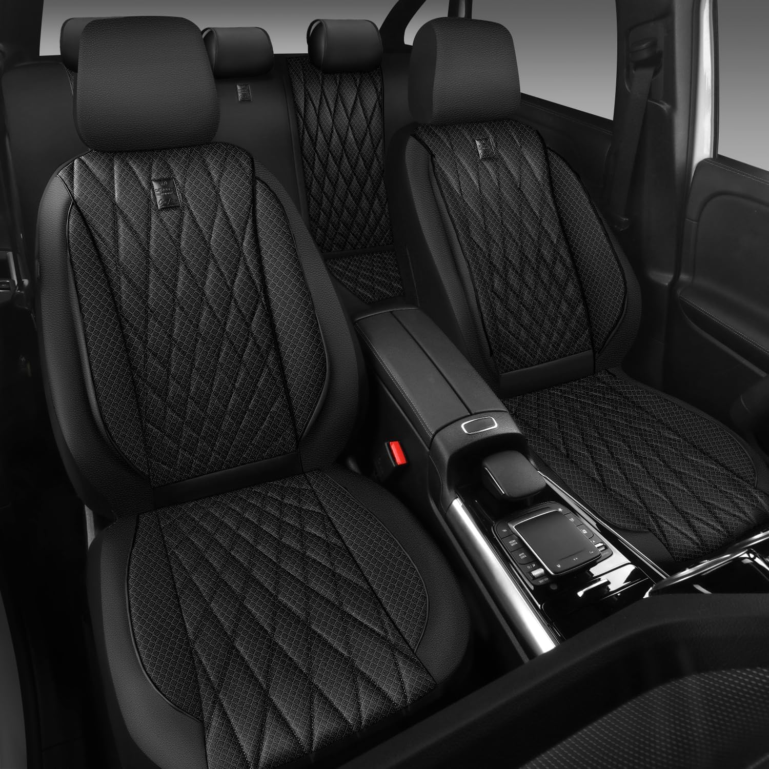 Thumbnail 6 de CAR PASS Thick Foam 3D Mesh Leather Car Seat Covers 1 Set
