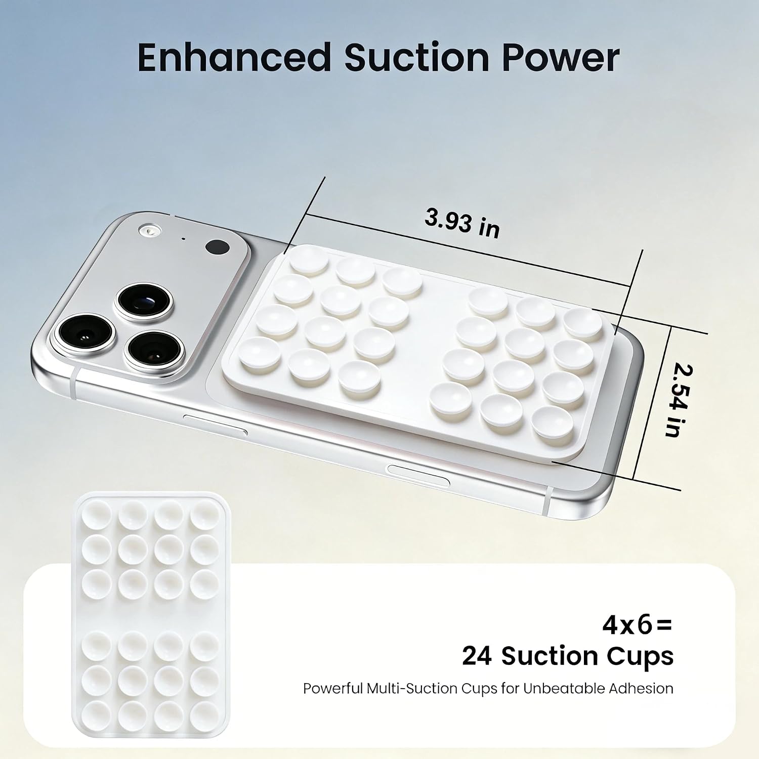 Detalle de Mnyatr Double-sided Suction Cups-6 Silicone Phone Mount, White