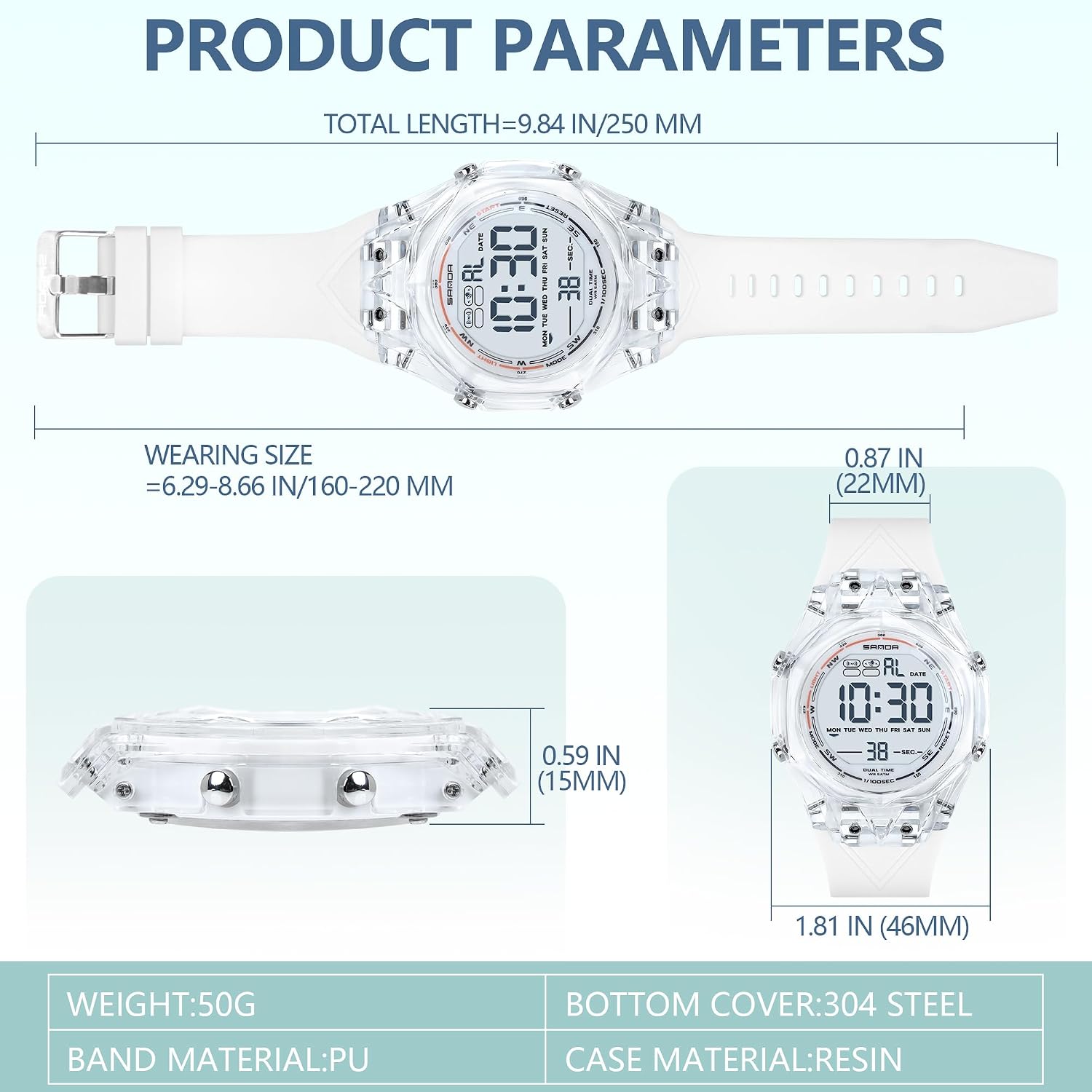 Detalle de TICKEEN orologio digitale sportivo da uomo multifunzione impermeabile con allarme, conto alla rovescia e luce