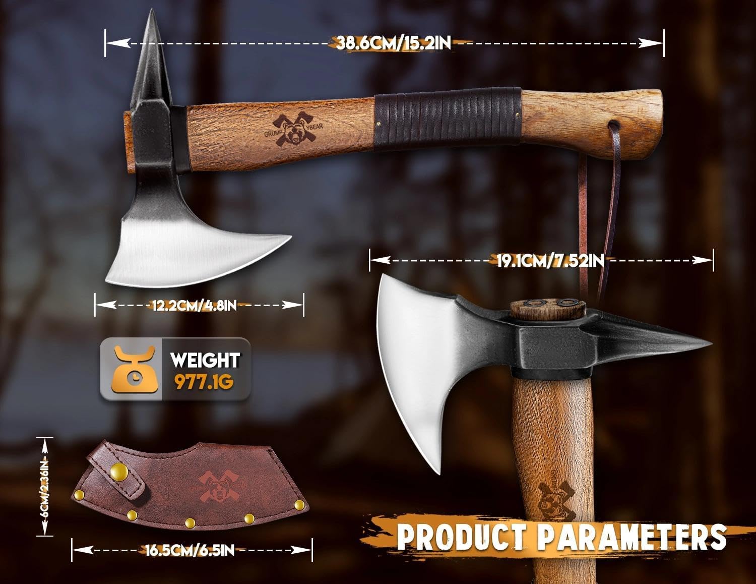 Thumbnail 1 de Outdoor Holzspaltaxt mit Nussbaumgriff für Camping