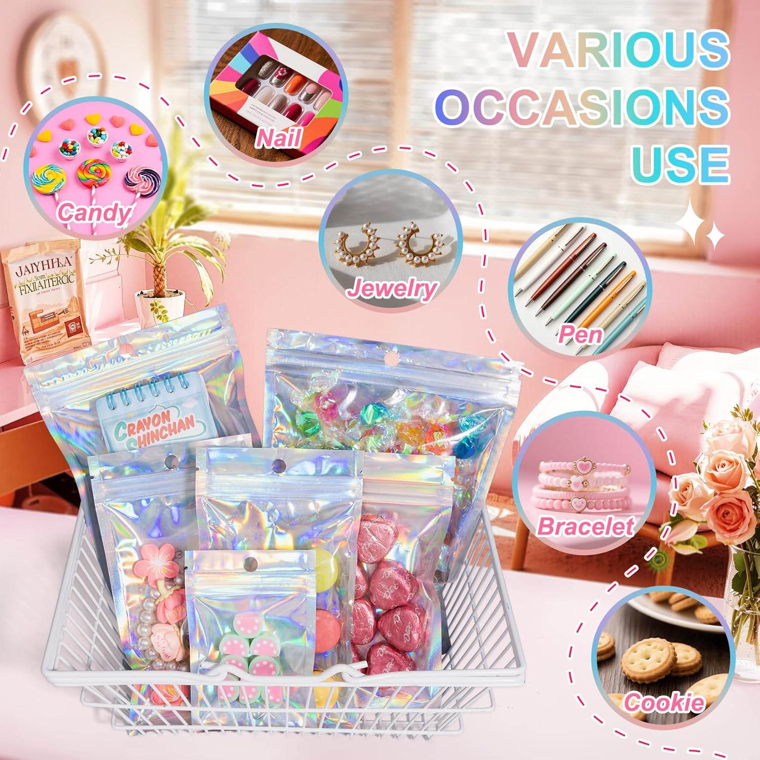 Thumbnail 3 de ANZNKU 100-Pack Mylar Bags with Reusable Zipper & Clear Window (4 x 6 Inch)