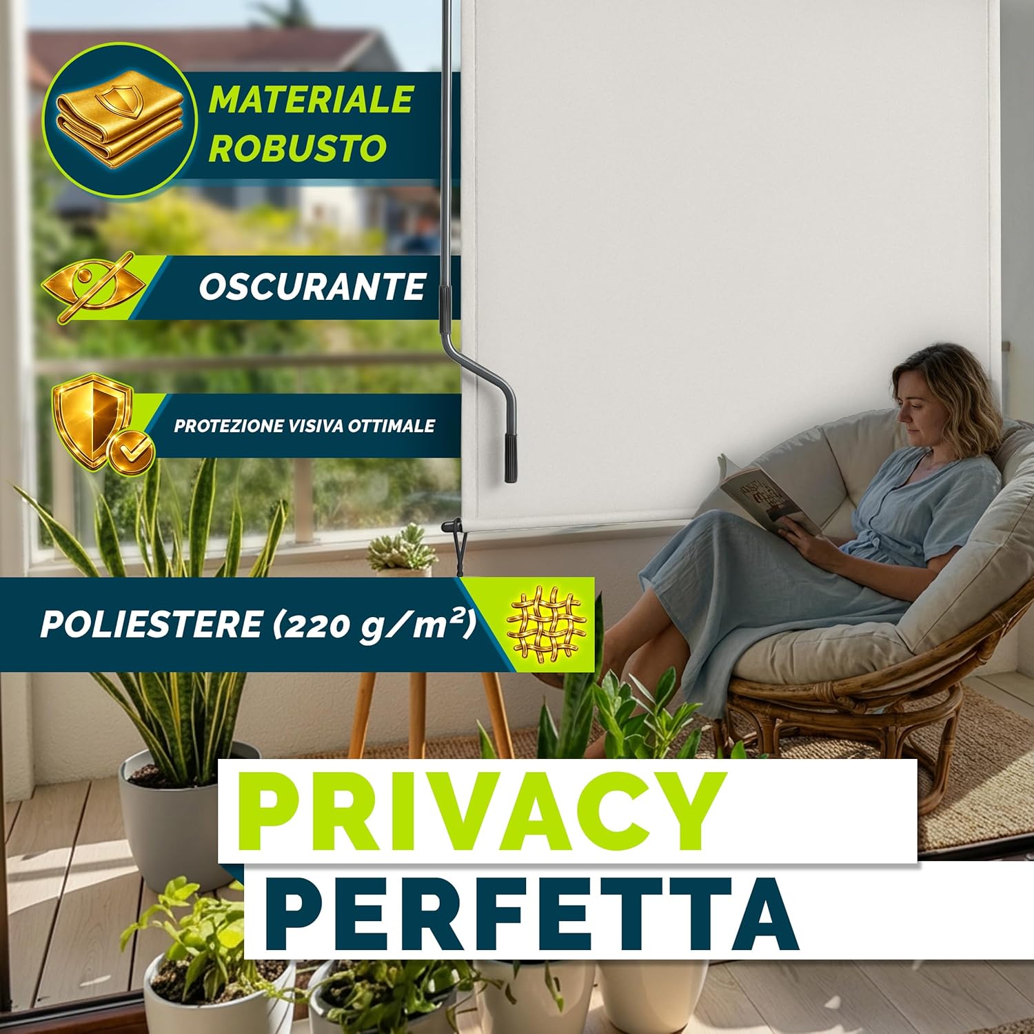 Thumbnail 6 de tillvex Tenda da sole verticale 140 x 250 cm 🏡