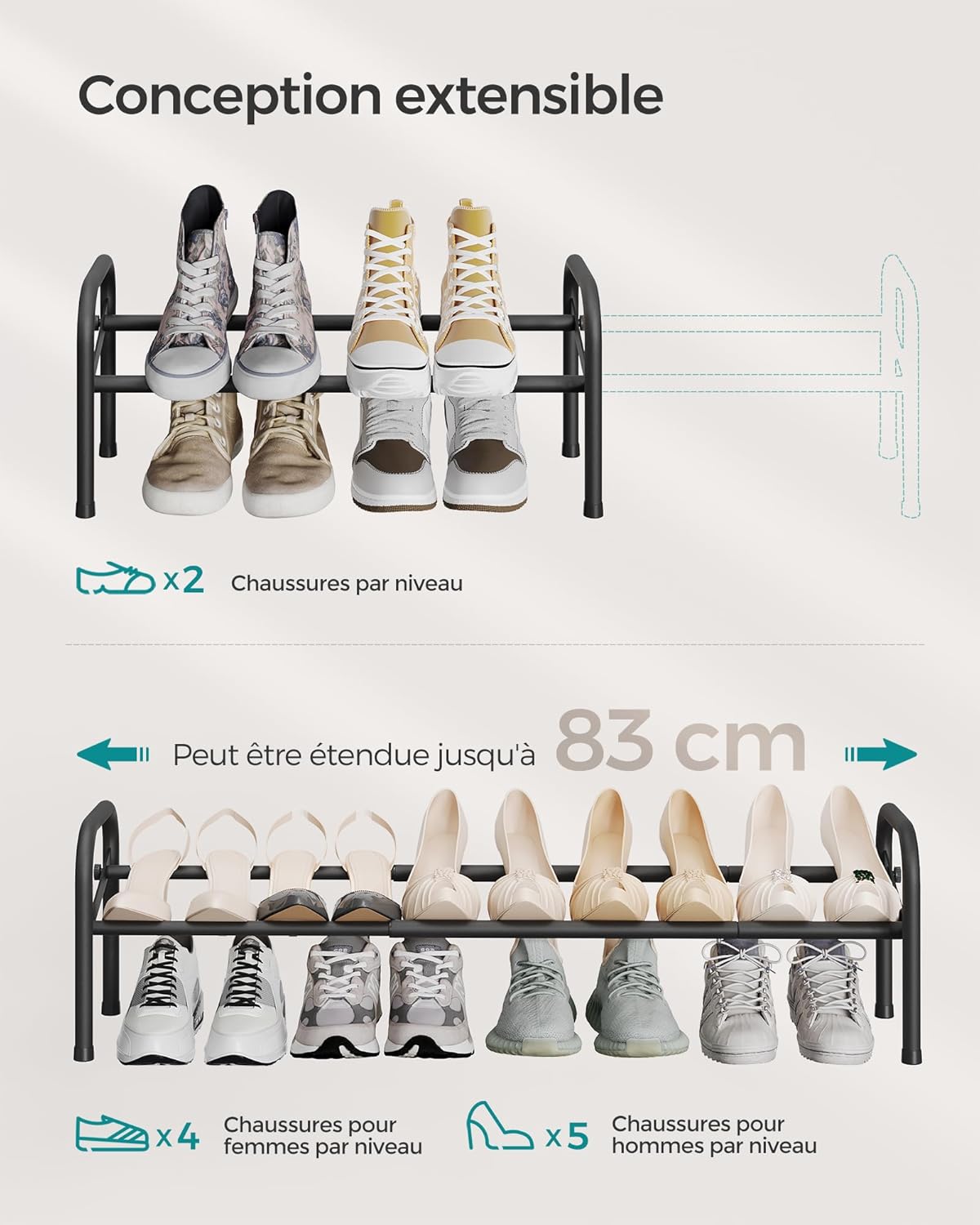 Detalle de SONGMICS Étagère à Chaussures 1 Niveau LMR019B01 🗄