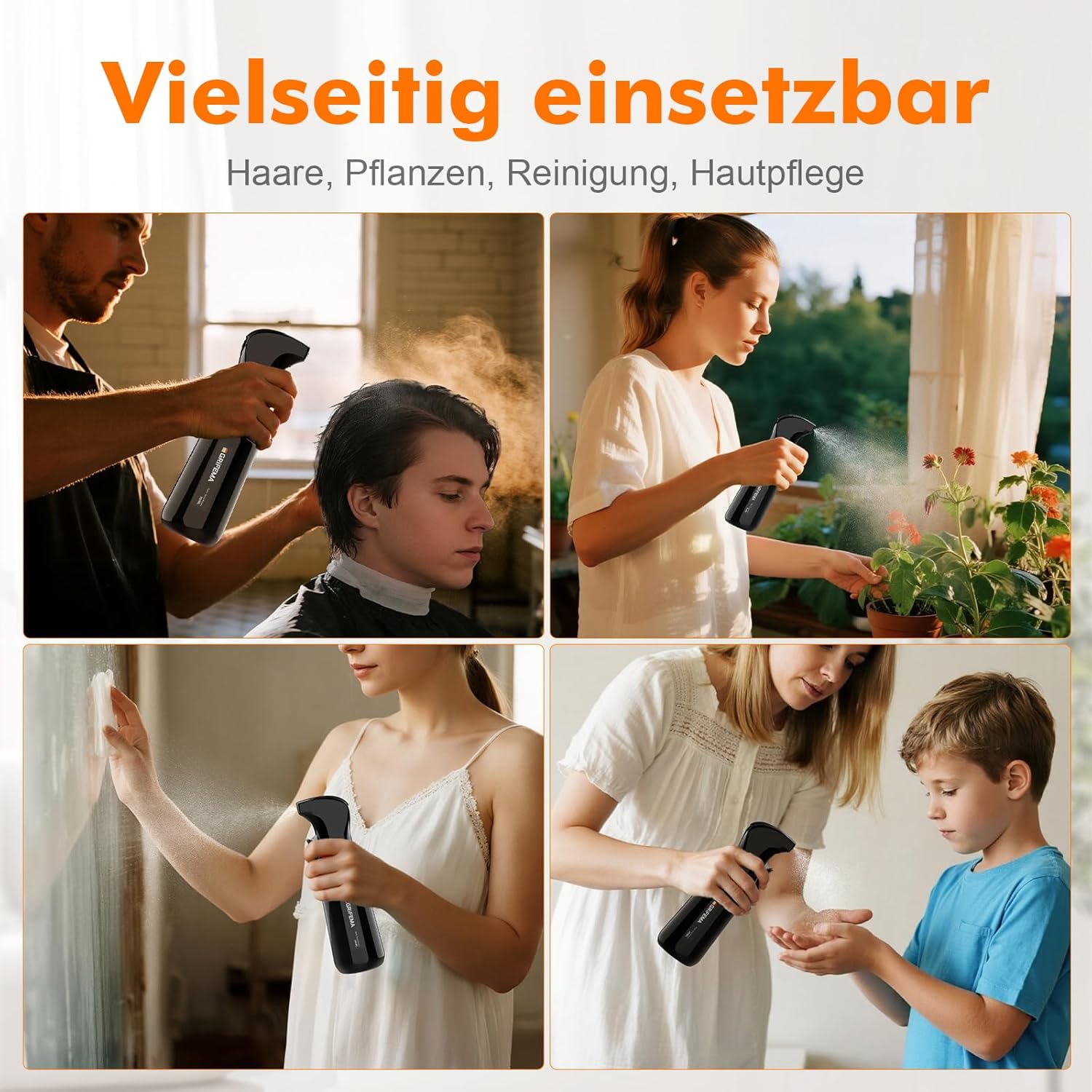 Thumbnail 4 de GRIFEMA Sprühflasche 200 ml Schwarz – Wasserzerstäuber mit 0,2-mm-Präzisionsdüse (BPA-frei)