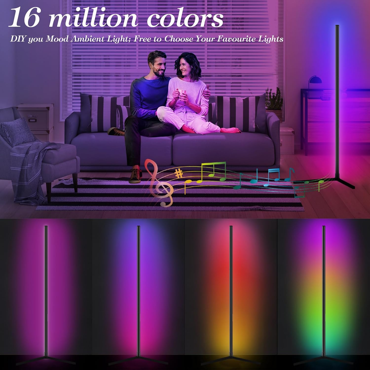 Thumbnail 4 de Corner Floor Lamp 165cm Smart RGB LED