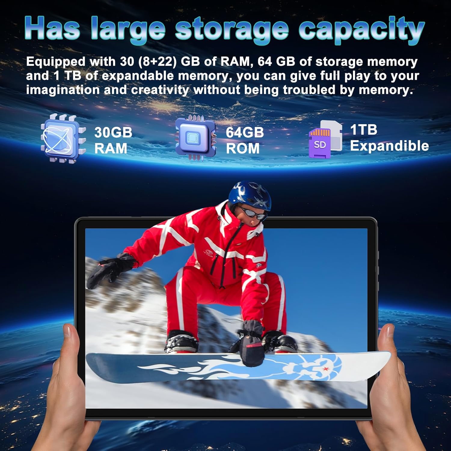 Thumbnail 3 de YESTEL 10-inch Android 15 tablet with Gemini AI, 30GB RAM (2TB expansion) and 5G WiFi + GPS, Black