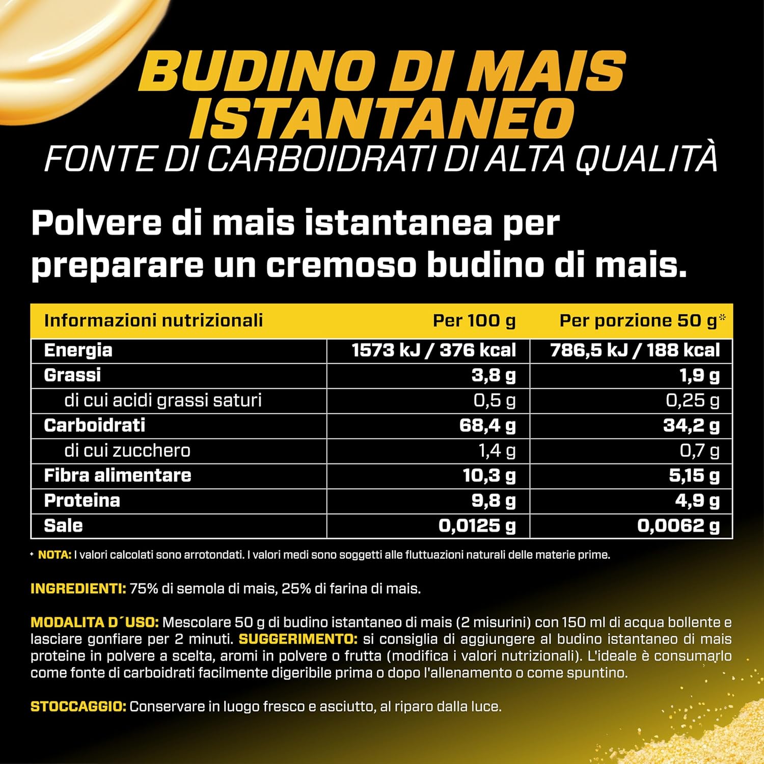 Thumbnail 4 de Budino di Mais neutro 3kg di GEN GERMAN ELITE NUTRITION — Pudding di mais vegano, a base di carboidrati complessi