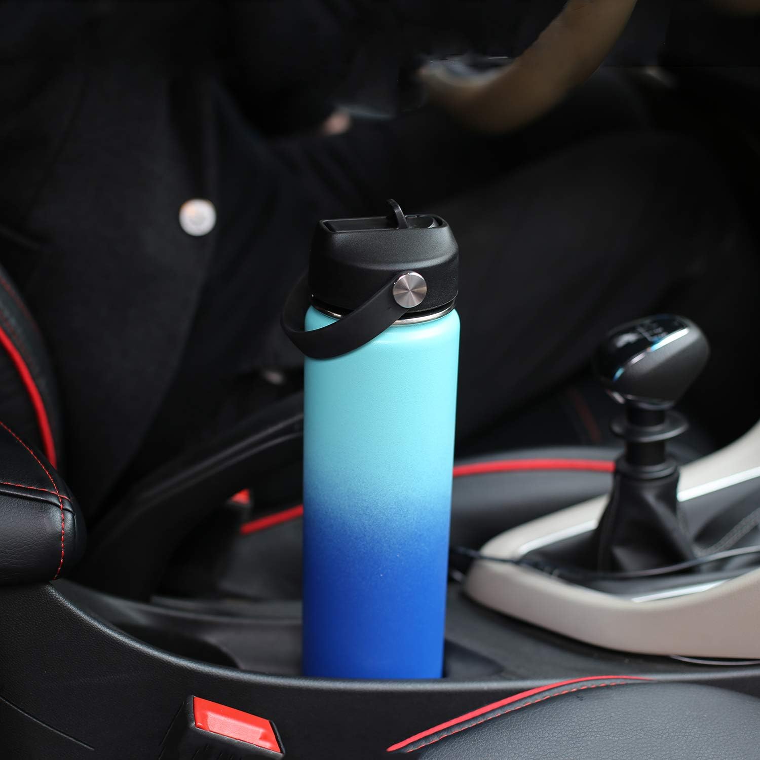 Thumbnail 5 de SENDESTAR 24 oz Insulated Water Bottle (Wide Mouth, Straw Lid + Spout Lid) — Black