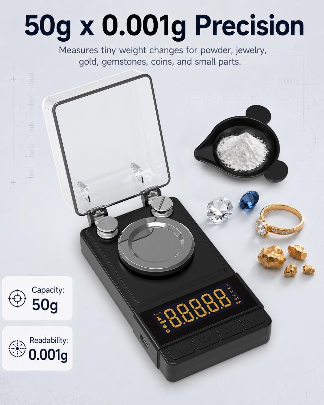 Thumbnail 1 de MAXUS Dante (Black) Digital Milligram Scale, 50g x 0.001g, 6 Units