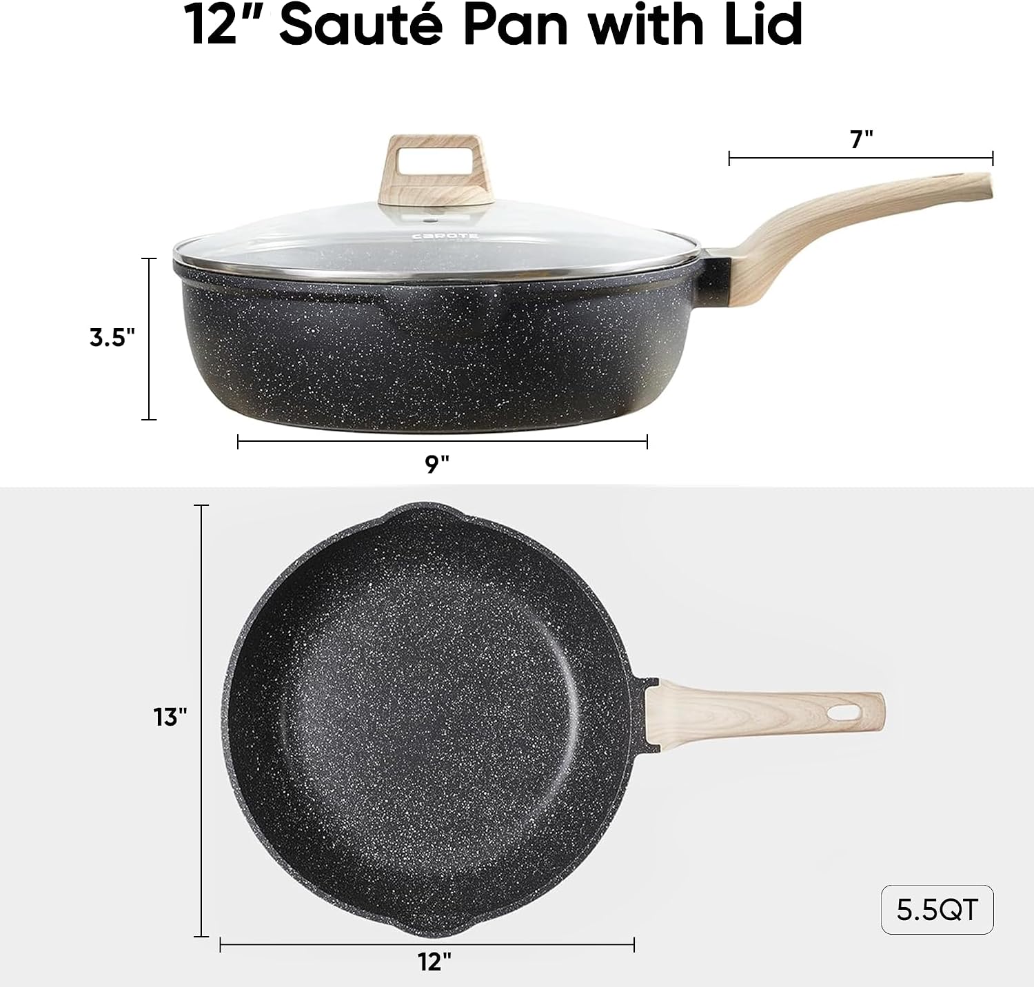 Detalle 2 de CAROTE 10Inch Nonstick Deep Frying Pan 4.5 Qt