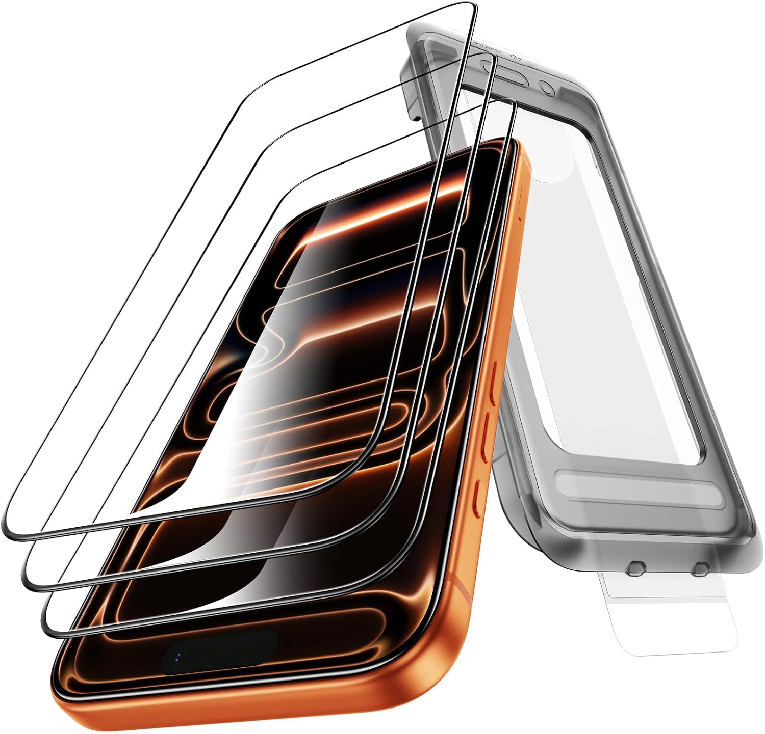 Detalle de Smeliev iPhone 18 Pro/17 Pro Tempered Glass Screen Protector, 3-Pack, 9H+