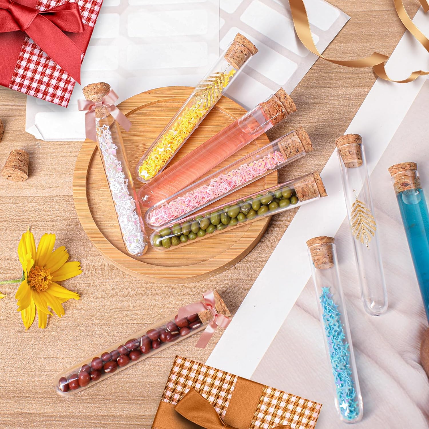 Thumbnail 4 de GOTFUN 20 Reagenzgläser mit Korken (12 mm × 75 mm) – transparentes Kunststoff-Set für Blumen, DIY & mehr