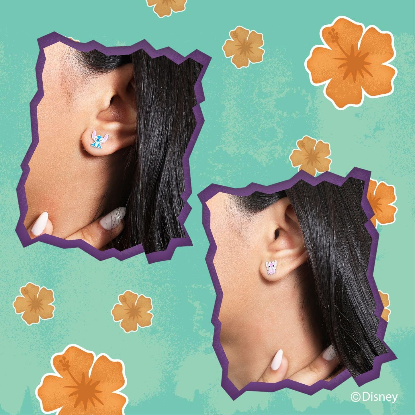 Detalle de Disney Jewelry Lilo & Stitch Boucles d'oreilles à tige — motif fleur et Stitch / ange et Stitch