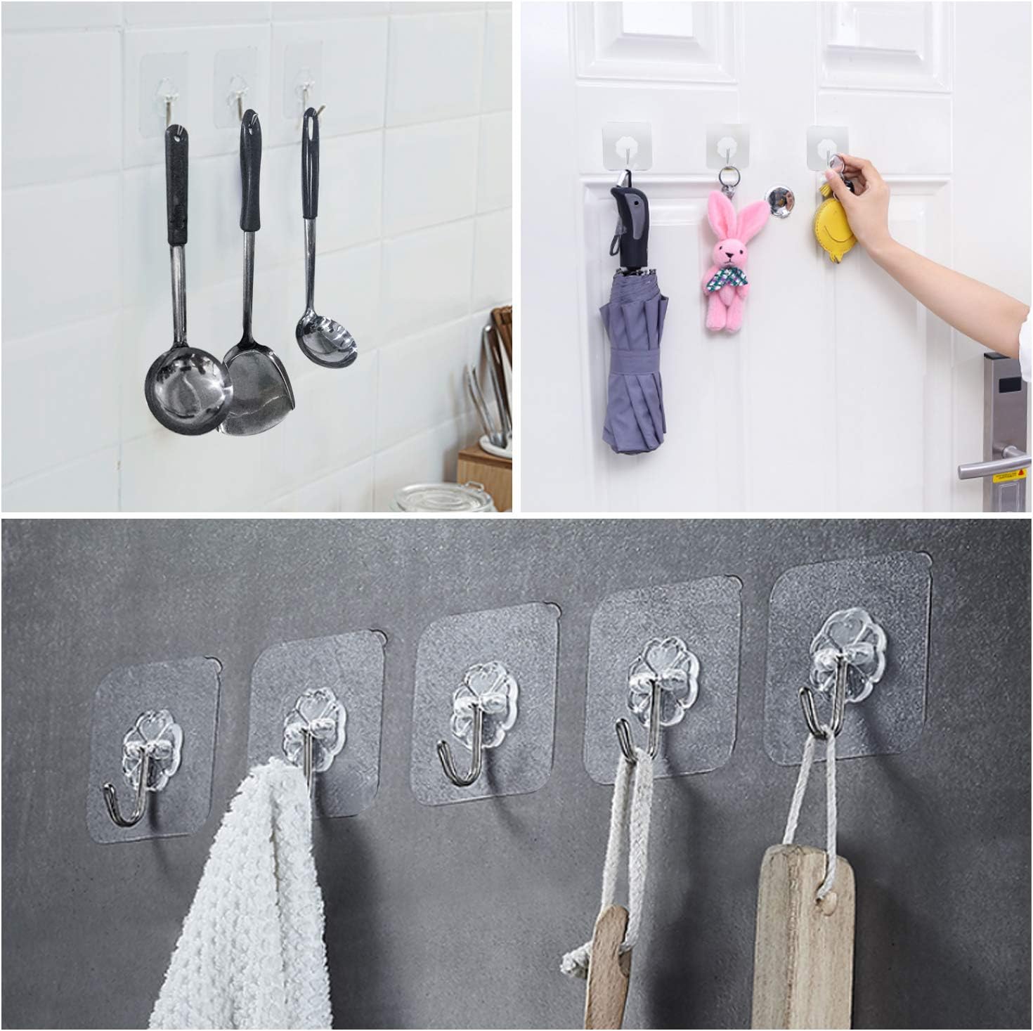 Thumbnail 1 de MAXAZTEX 12 selbstklebende transparente Wandhaken aus 304 Edelstahl, tragfähig bis 10 kg