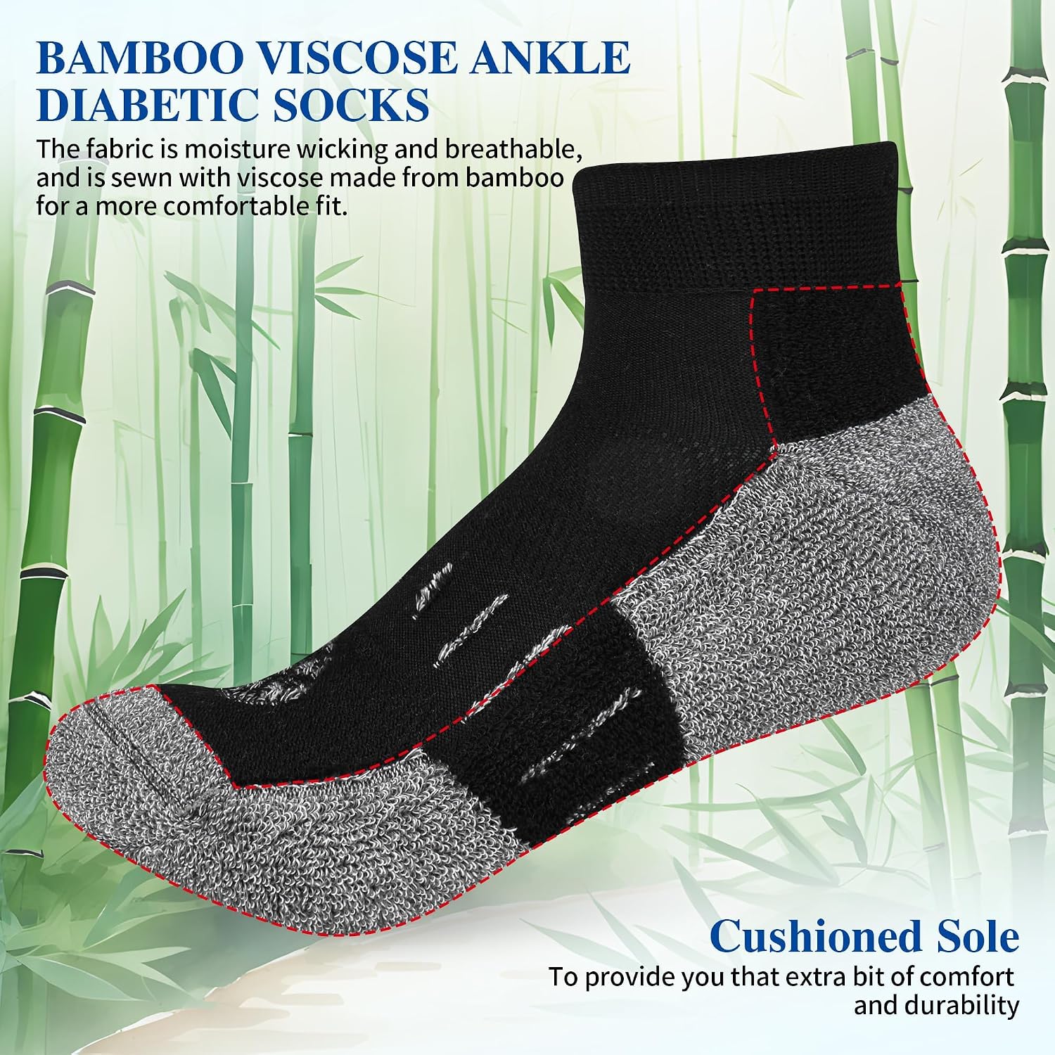 Detalle de NOLUNT Diabetic Socks, 6-Pair Pack