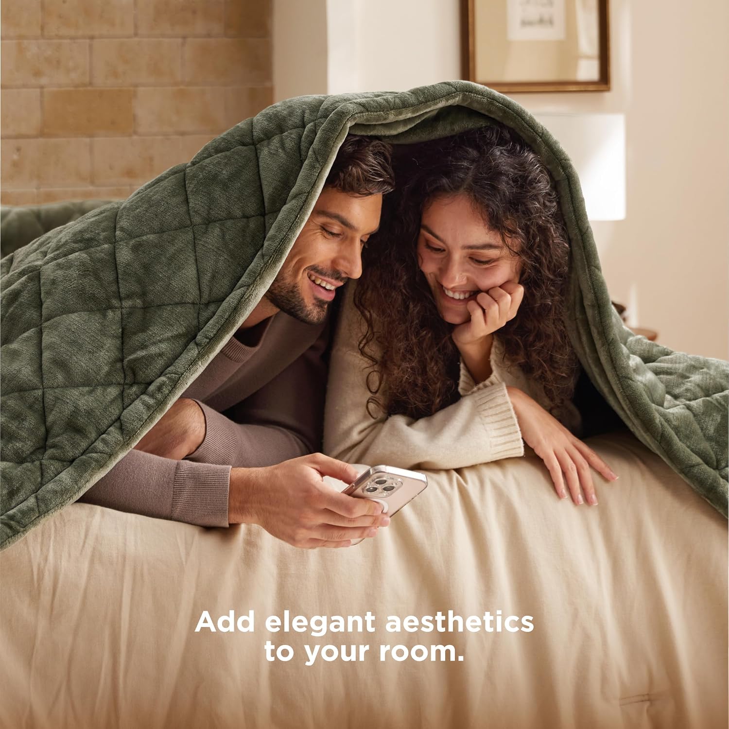 Thumbnail 6 de Bedsure Quilted Heated Blanket, King Size 90 x 100, Olive Green, Dual Controls