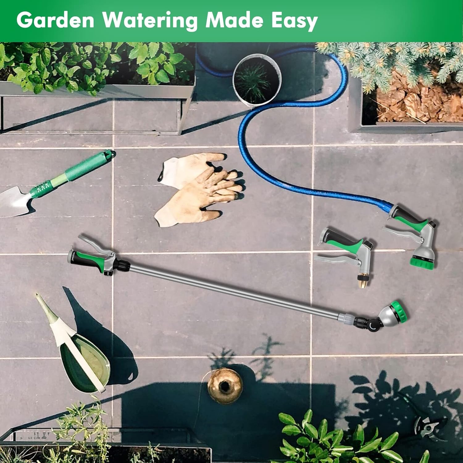 Detalle de RESTMO 91–152 cm Metal Watering Wand with 180° Head and 7 Patterns