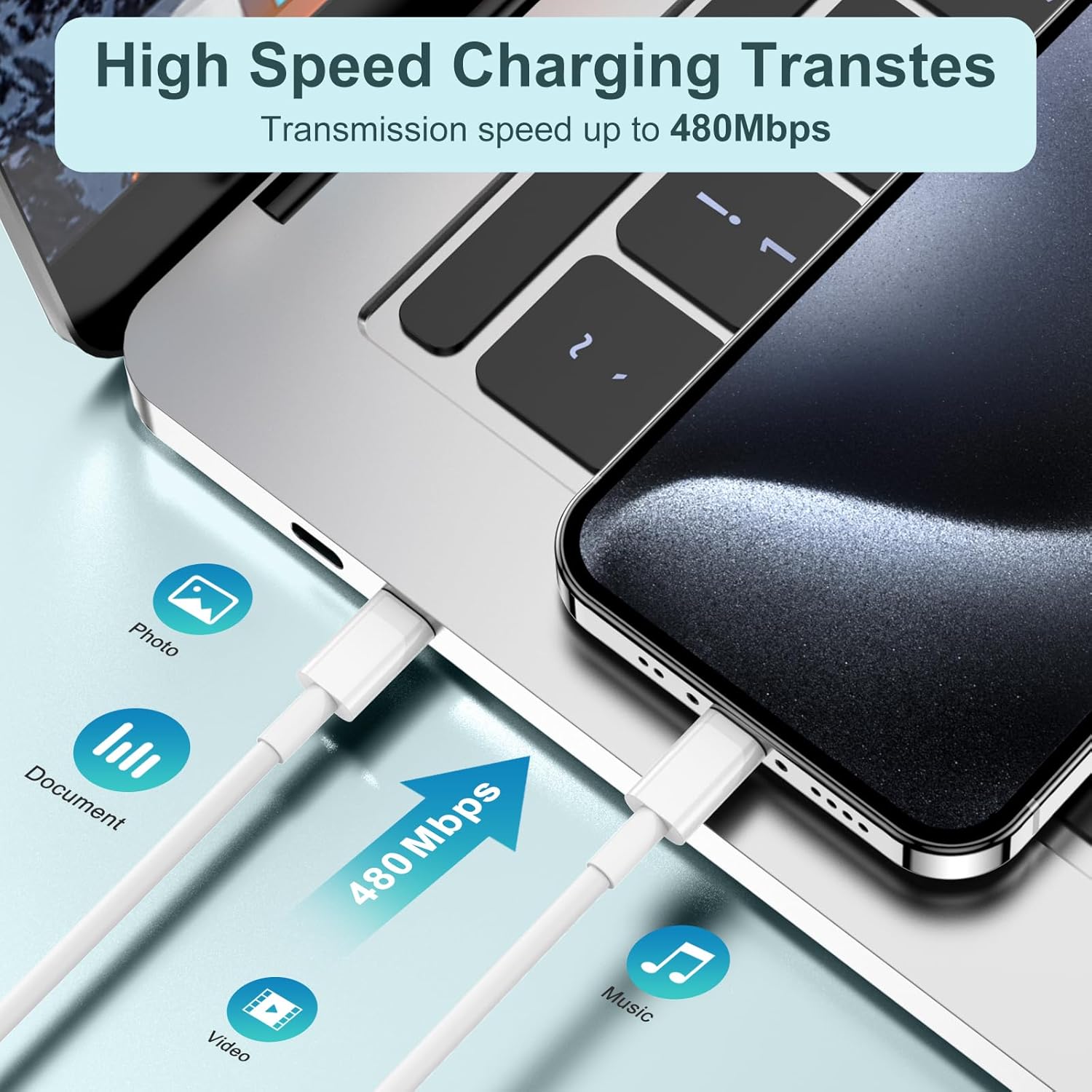 Thumbnail 4 de COONCXEN 240W USB-C Fast Charge Cable 10ft