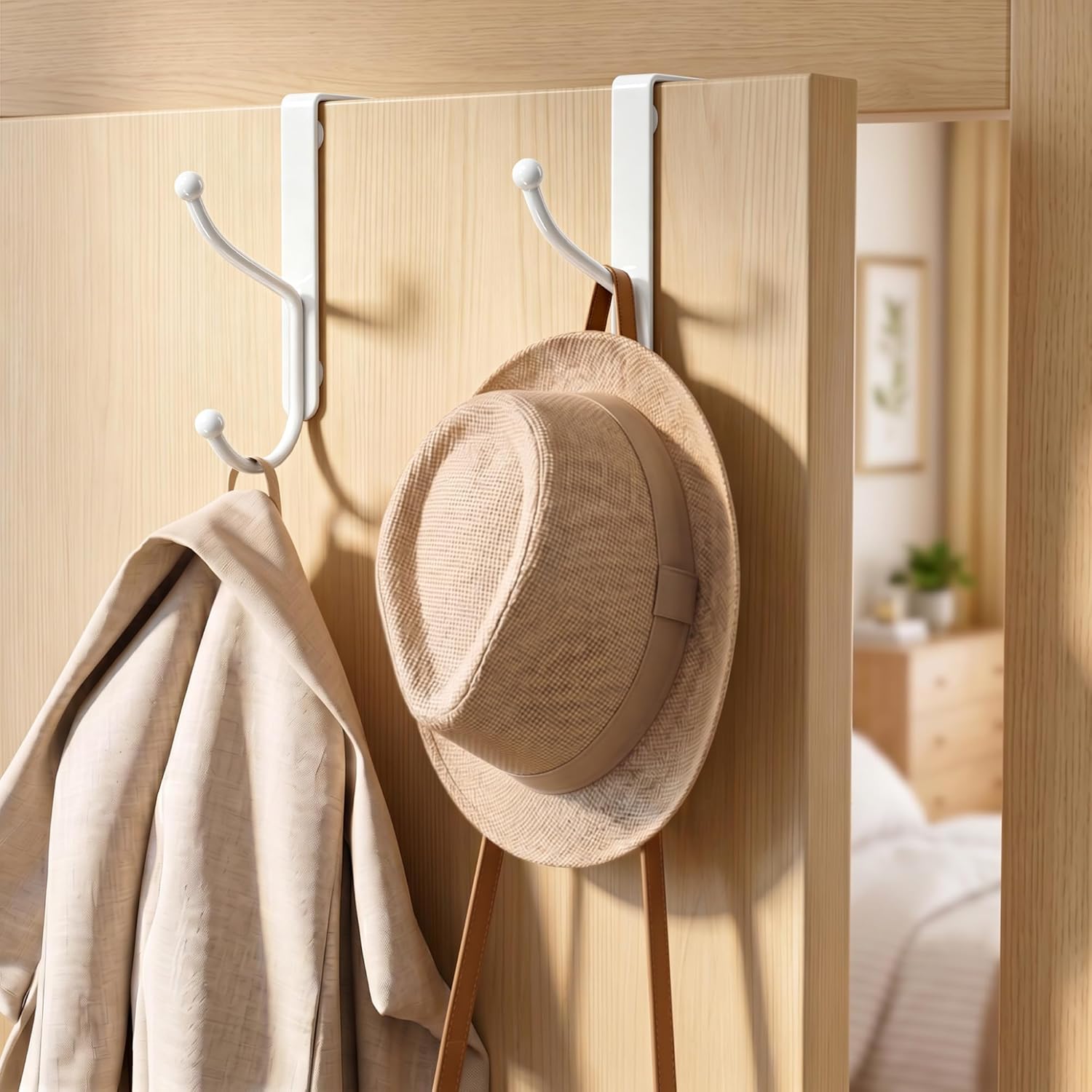 Thumbnail 1 de niffgaff Over Door Hook 2-Pack (Heavy Duty, No-Drilling), for Interior Doors up to 1.4 Inches Thick – White