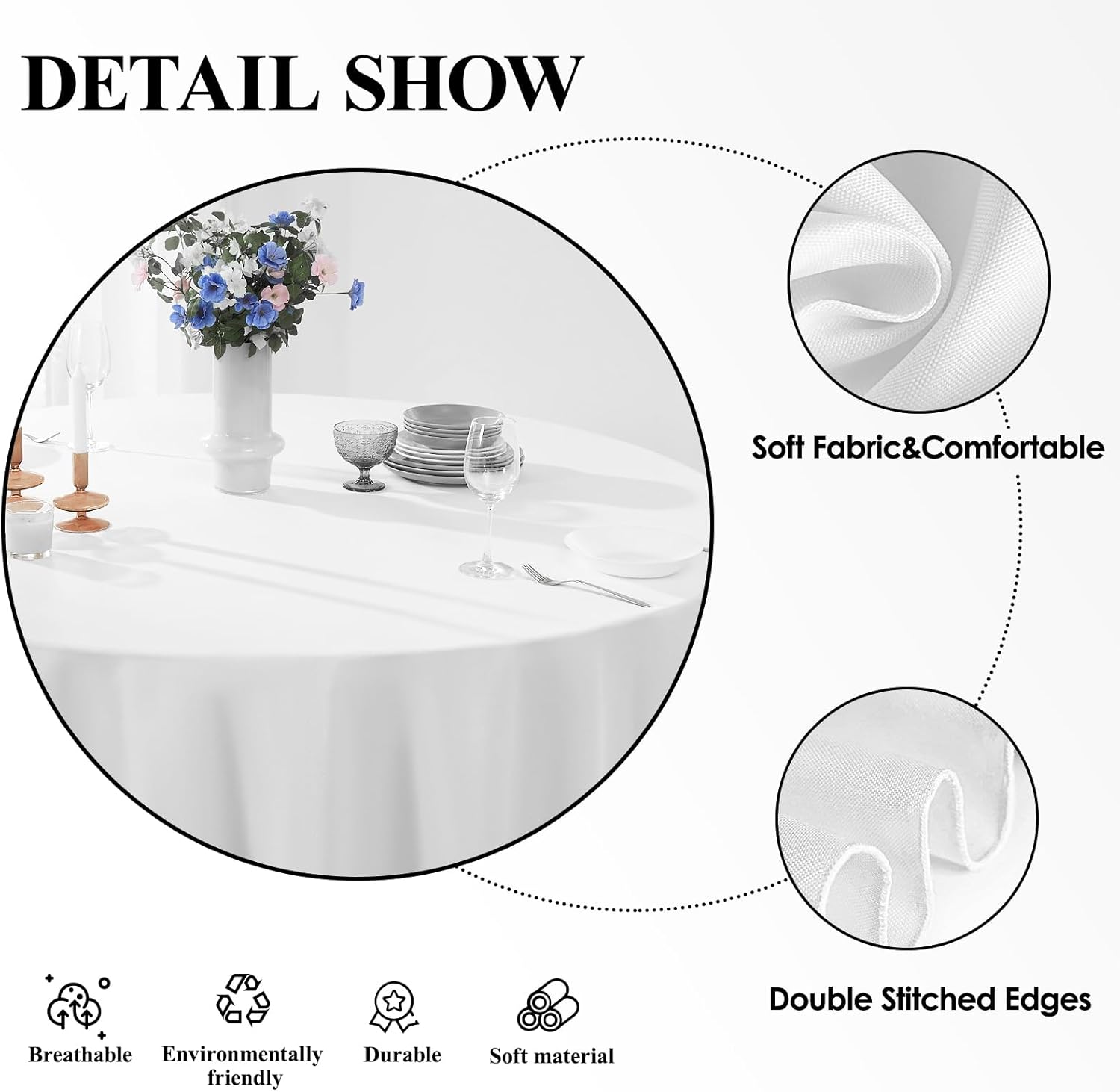 Thumbnail 4 de Aocoz 120 Inch Round Tablecloth Pack