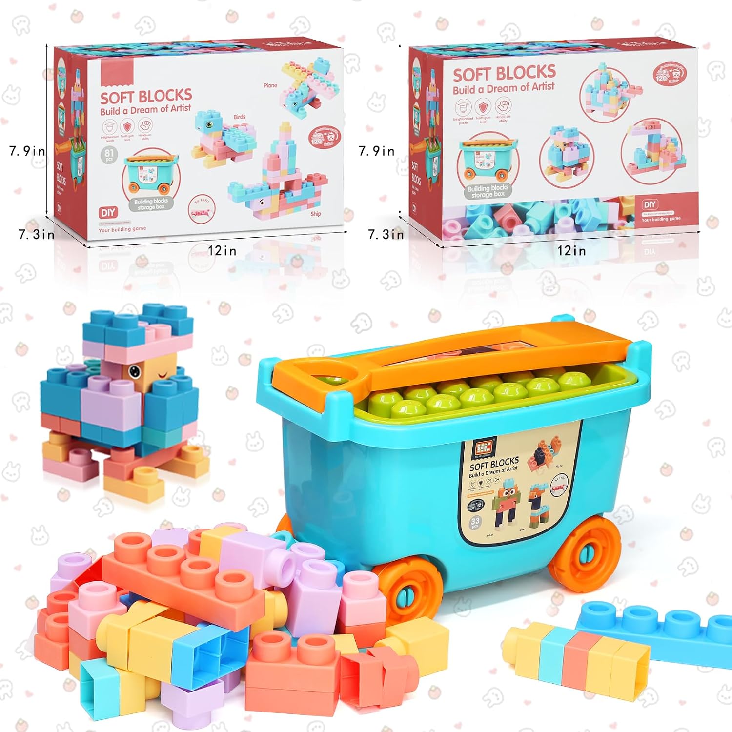Thumbnail 1 de Soft Mega Building Blocks with Cart 81P