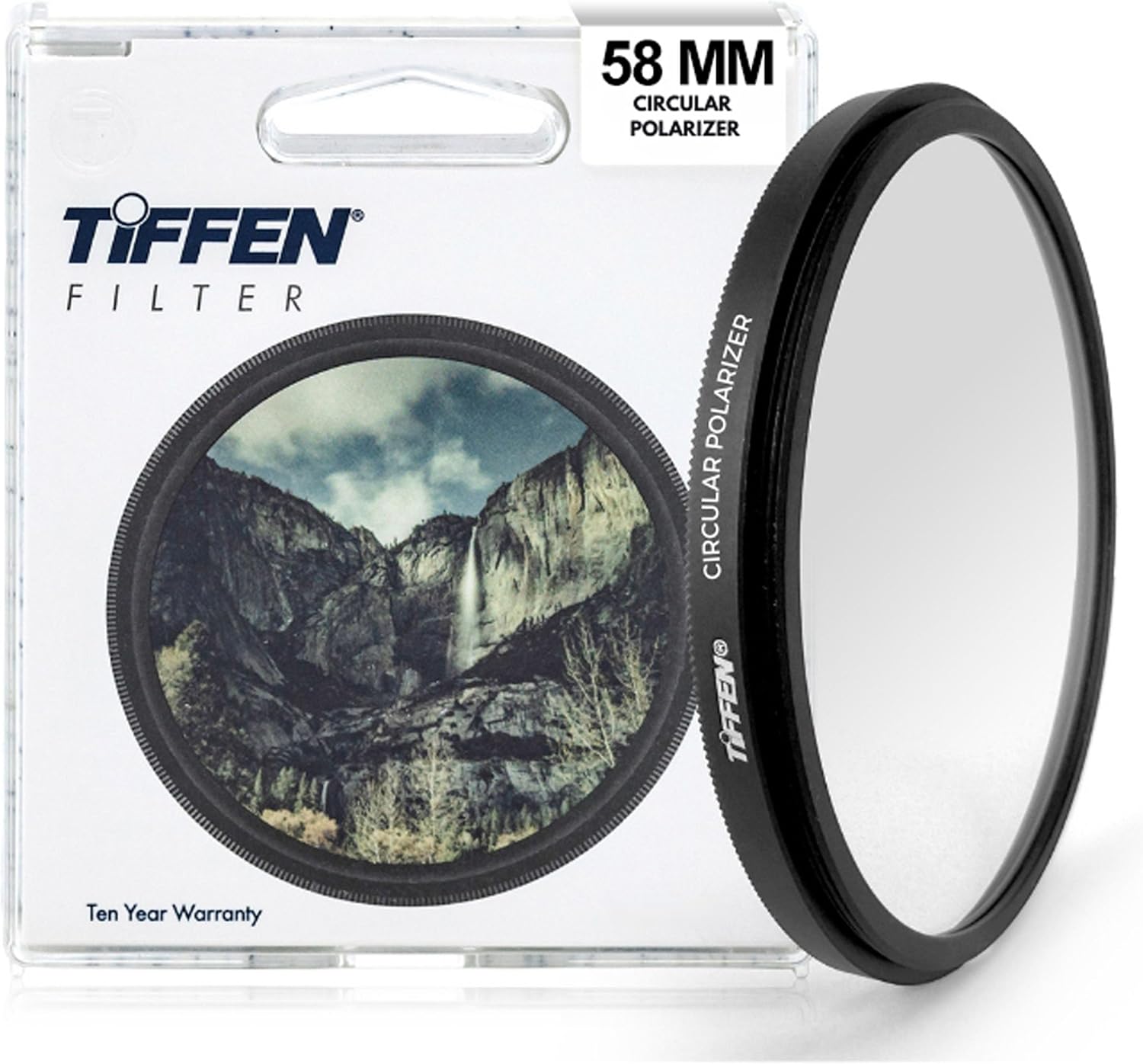 Detalle de Tiffen 58CP cirkulärt polariseringsfilter, 58 mm, blått