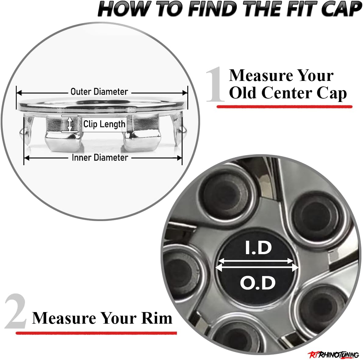 Thumbnail 4 de RhinoTuning 4x 58 mm wheel centre caps (silver chrome-style) for select Acura Integra & Honda Civic models