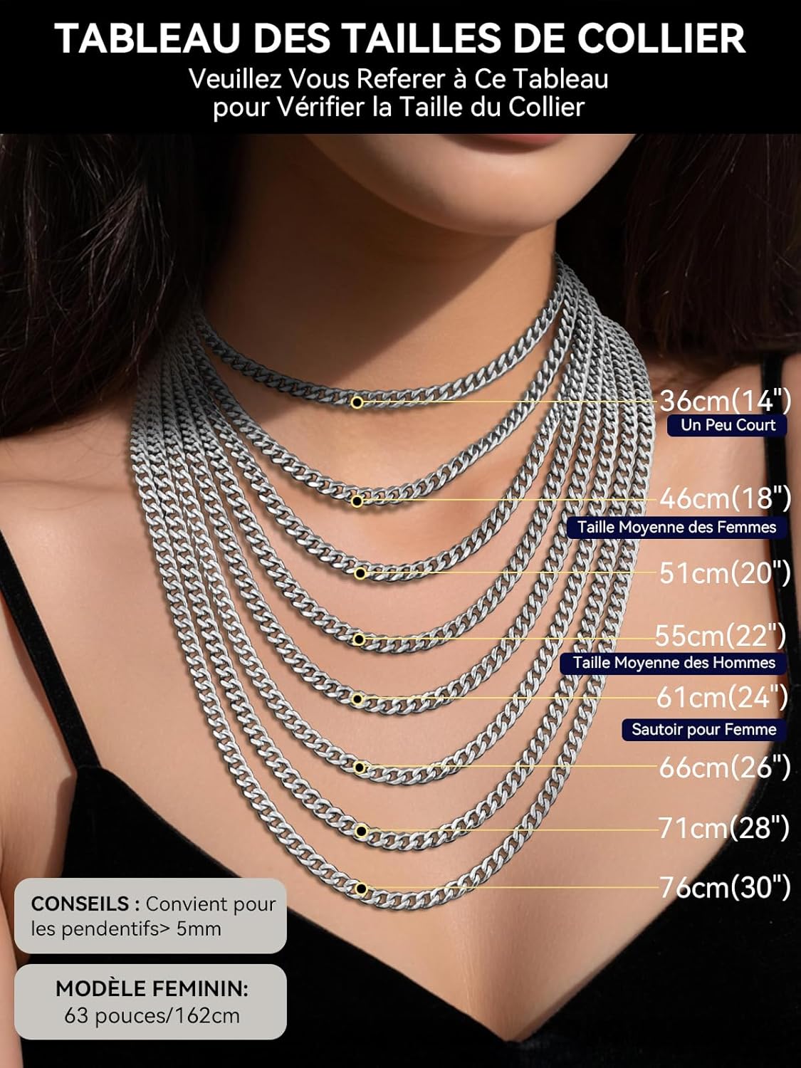 Thumbnail 6 de Chaine Homme en Acier Inoxydable Gros Maille Cubain ChainsHouse - Plaqué Argent/Noir/Or