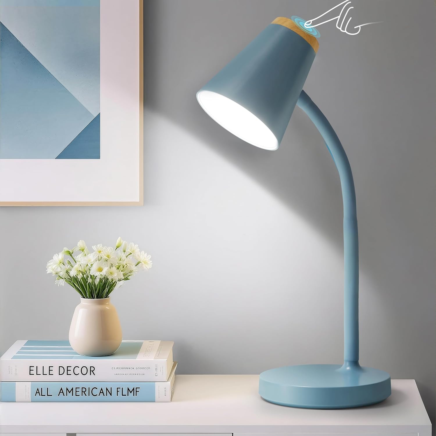 Detalle de GyroVu LED-Schreibtischlampe mit Touch-Dimmung und flexiblem Gänsehals (blau)