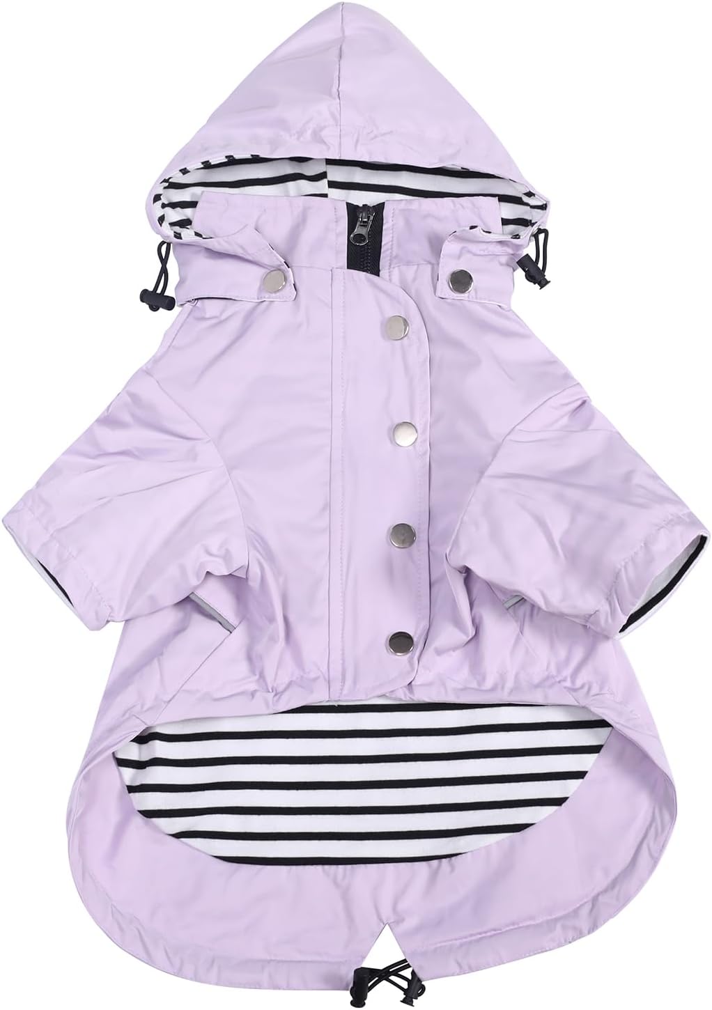 Detalle de Morezi Dog Zip Up Raincoat with Reflective Buttons – Purple, Medium (4kg–36kg) for Small to Medium Dogs