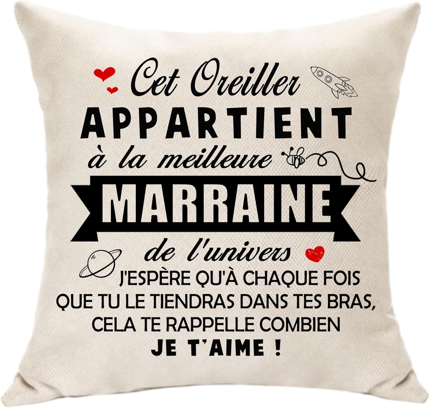 Detalle 2 de Housse de coussin décorative Hasodeo 45 x 45 cm « Le Meilleure Fille de l'Univers »
