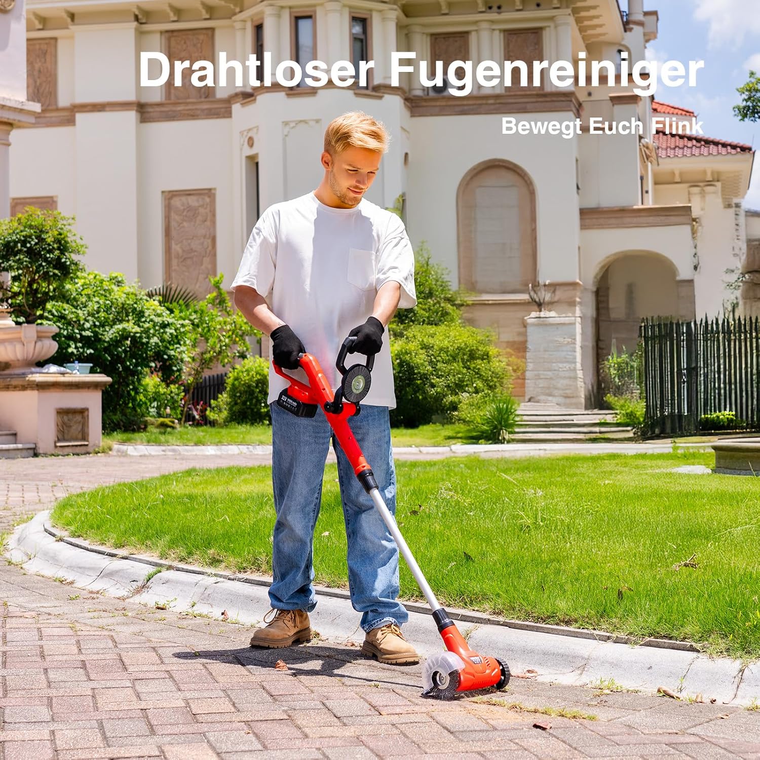 Thumbnail 6 de Akku Fugenreiniger 21V Unkrautbürste – kabellos, verstellbarer Stiel, inkl. 3 Stahldraht- und 1 Nylonbürste