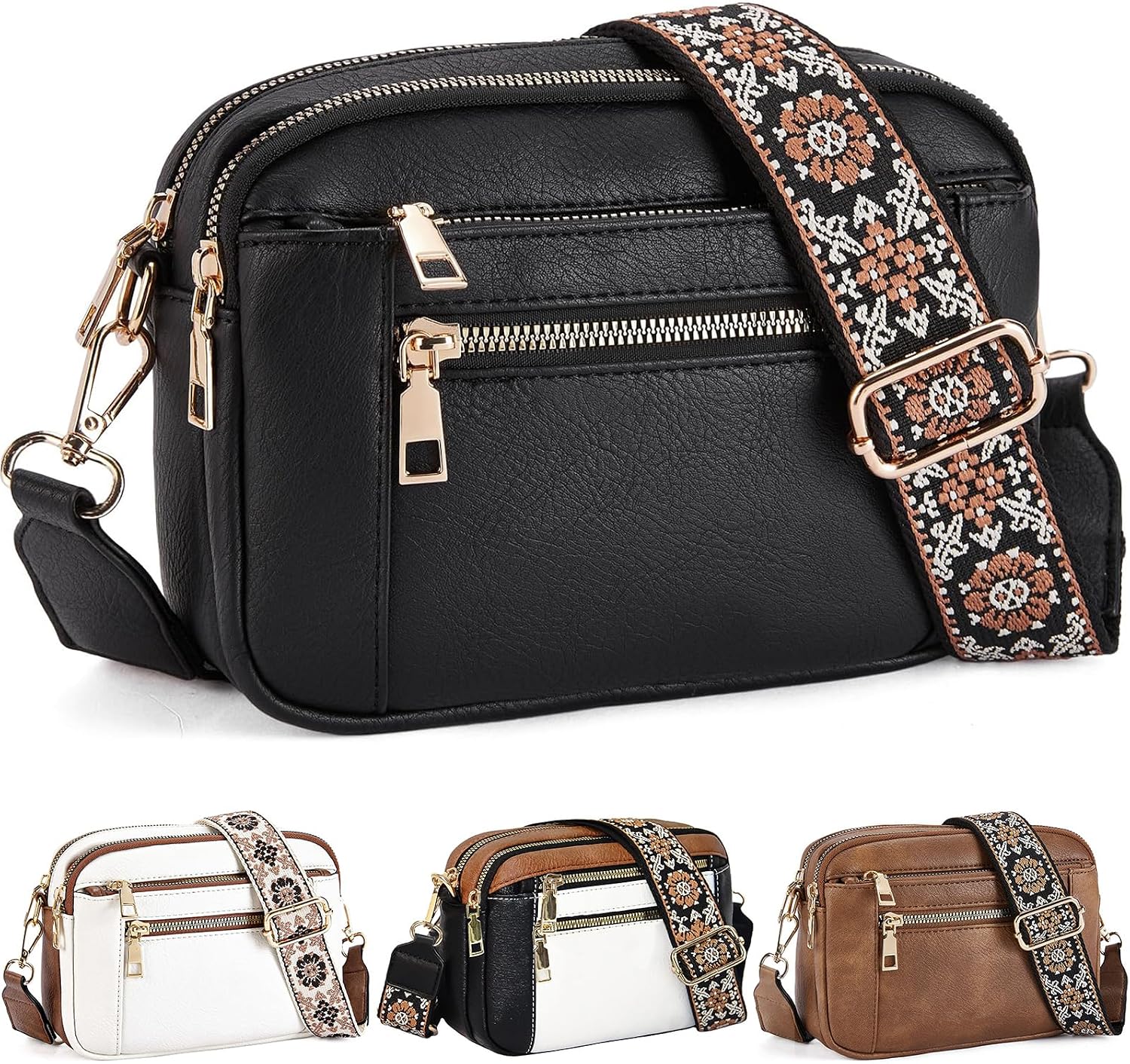Detalle de Farcauo Umhängetasche für Damen & Herren – Crossbody-/Crossbody-Bag mit Schultergurt, Kunstleder-Optik