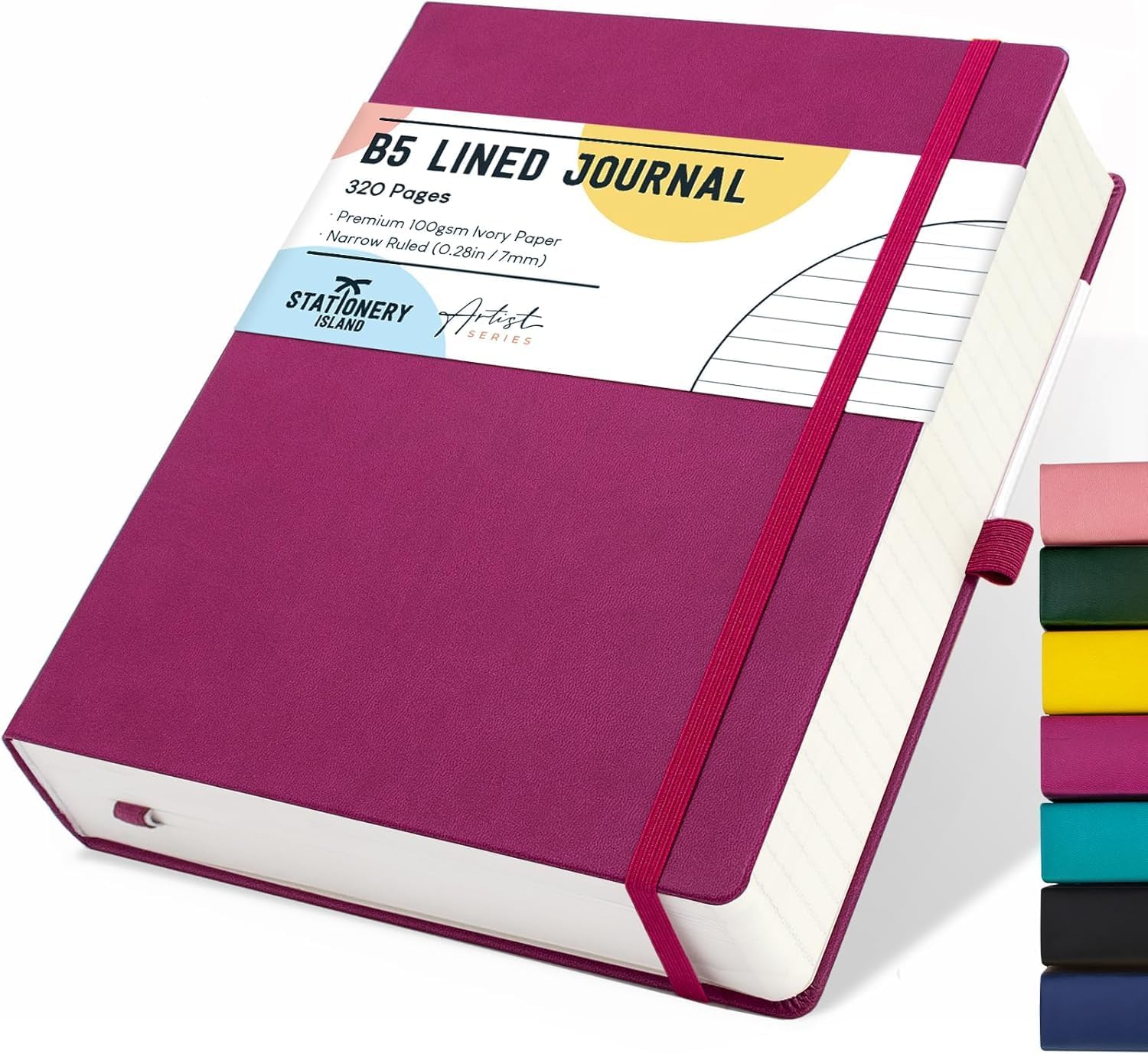 Detalle de Stationery Island B5 Lined Hardcover Notebook (320 pages, 100gsm) for writing, study and planning