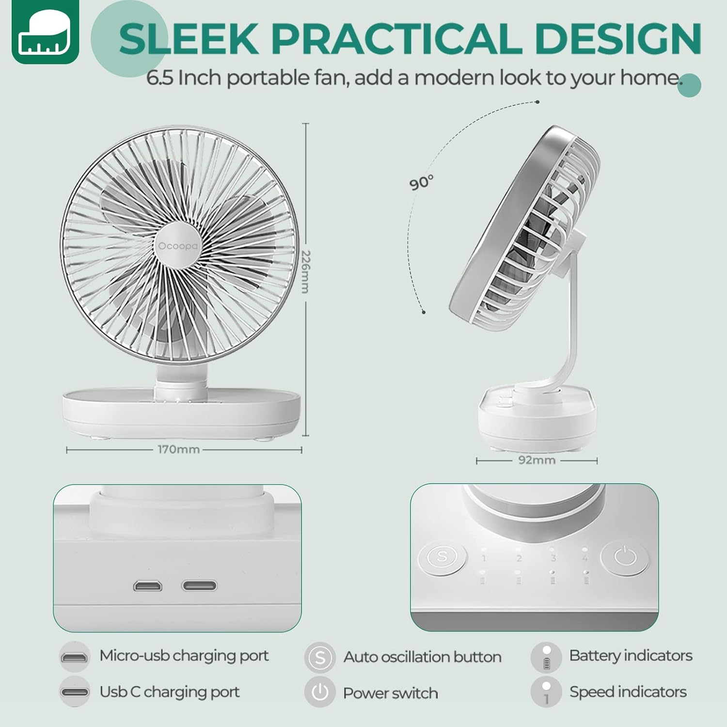 Thumbnail 5 de OCOOPA RotateAir Large 6.5" Desk Fan
