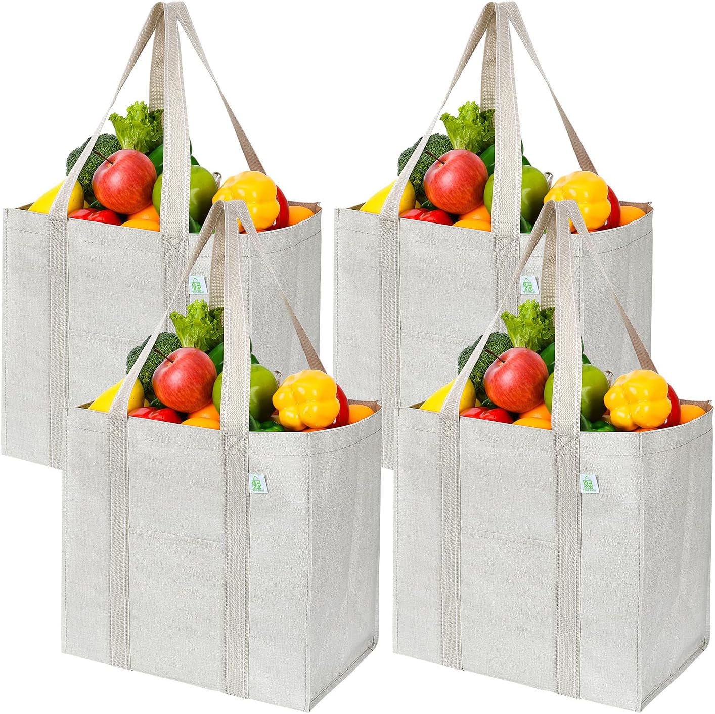 VENO 4 Pack reusable grocery bag, 34.4L