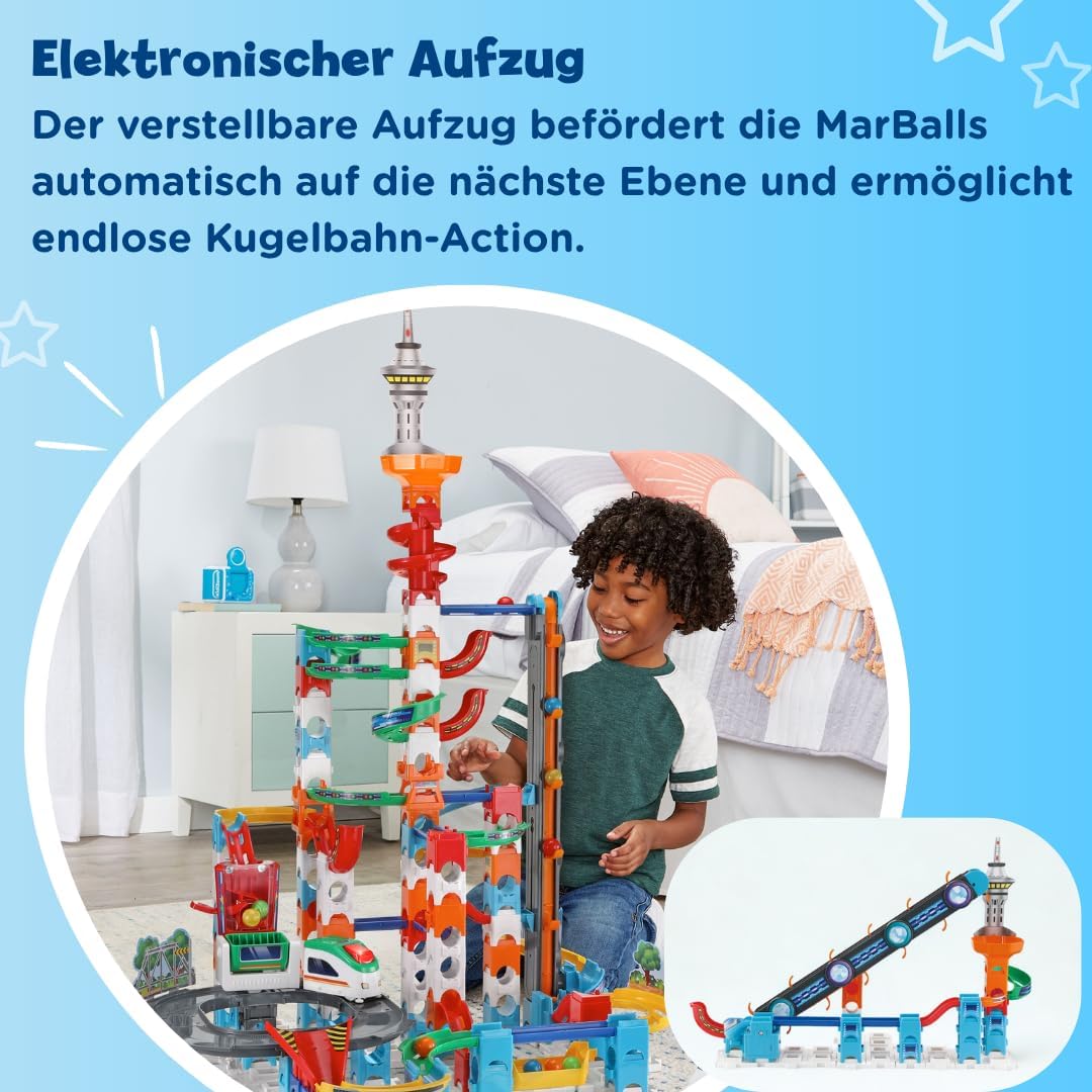 Detalle de VTech Marble Rush Super Sky Tower Set XL300 E – Interaktives Kugelbahn-Set für 4–12-Jährige