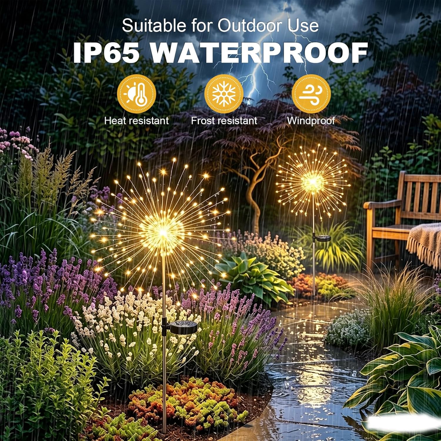 Thumbnail 5 de A.bigwhale Solarleuchten für Außen – 2er-Set Deko-Solarleuchten mit 120 LEDs, wasserdicht, Feuerwerk-Optik
